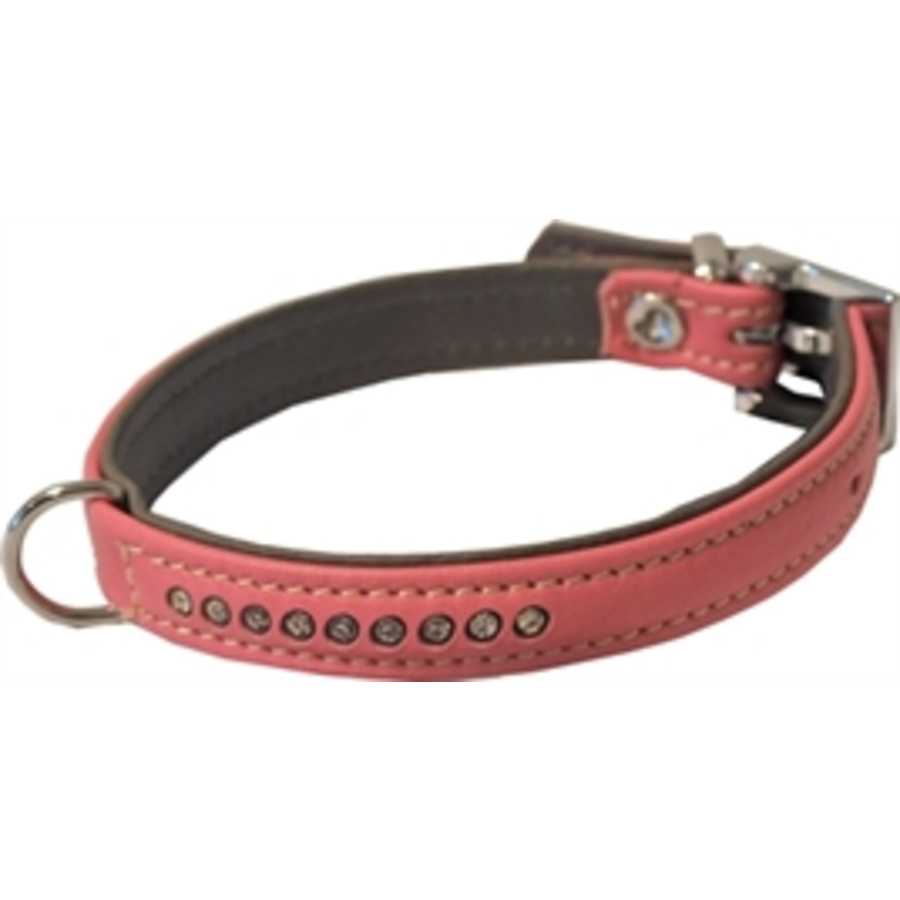 Junai.nl Hondenhalsband Nappa Met Strass Roze/Grijs 3 Junai.nl Hondenhalsband Nappa Met Strass Roze/Grijs